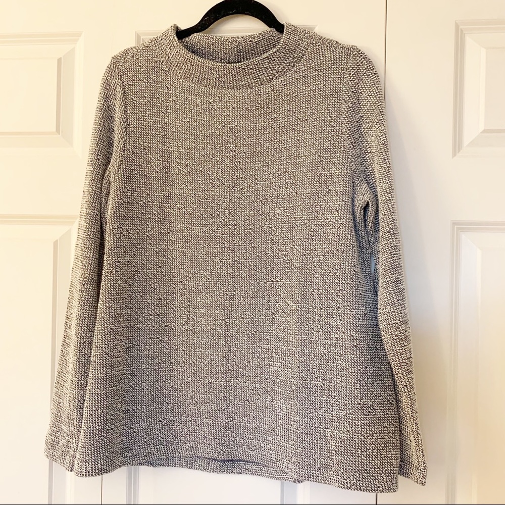 LOFT size large black and cream textured mock neck top